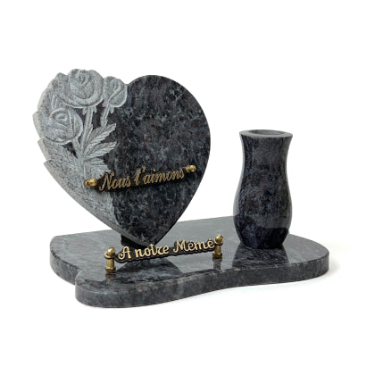 Plaque funéraire coeur-fleurs-taillees-avec-vase 9 Plaquedeces.fr