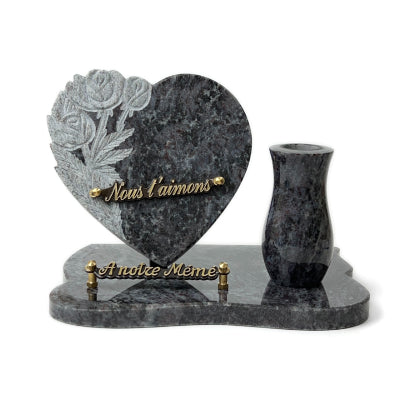 Plaque funéraire coeur-fleurs-taillees-avec-vase 9 Plaquedeces.fr