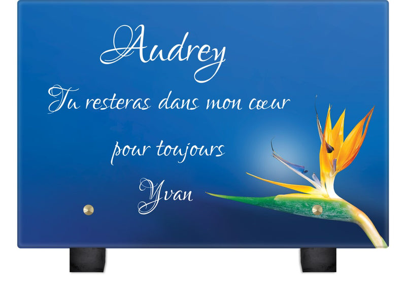 Plaque funéraire fleur-du-paradis 25 Plaquedeces.fr
