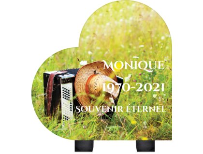 Plaque funéraire accordeon-nature-forme-coeur 24 Plaquedeces.fr
