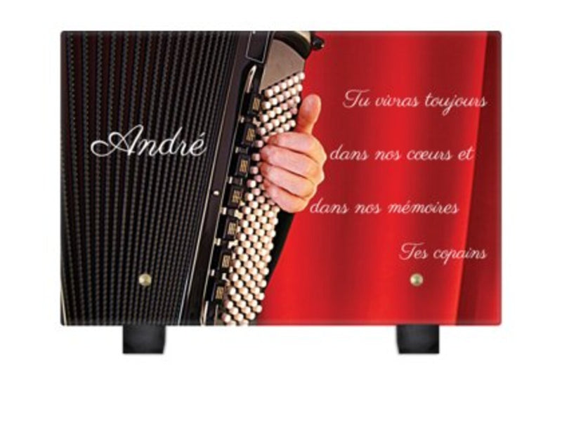 Plaque funéraire accordeon-rideau-rouge 11 Plaquedeces.fr
