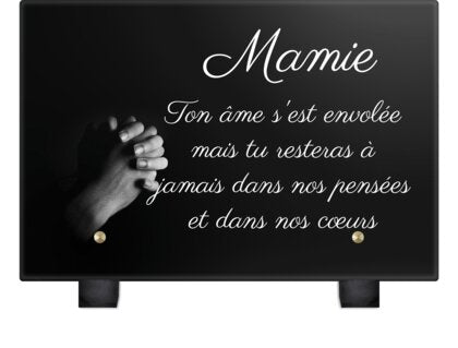 Plaque funéraire priere-mains-liees 24 Plaquedeces.fr
