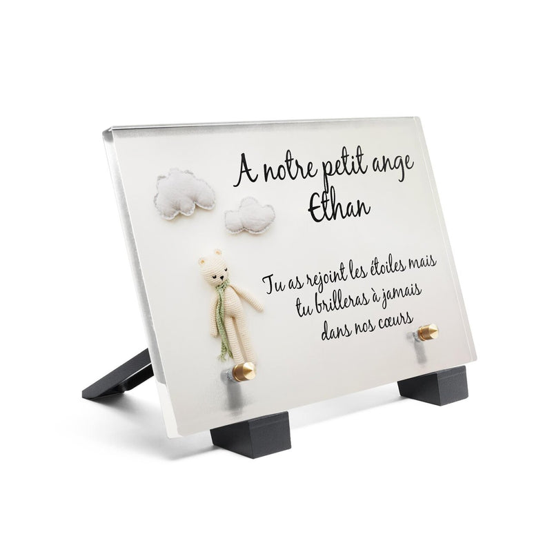 Plaque funéraire enfant-doudou-nuages 24 Plaquedeces.fr