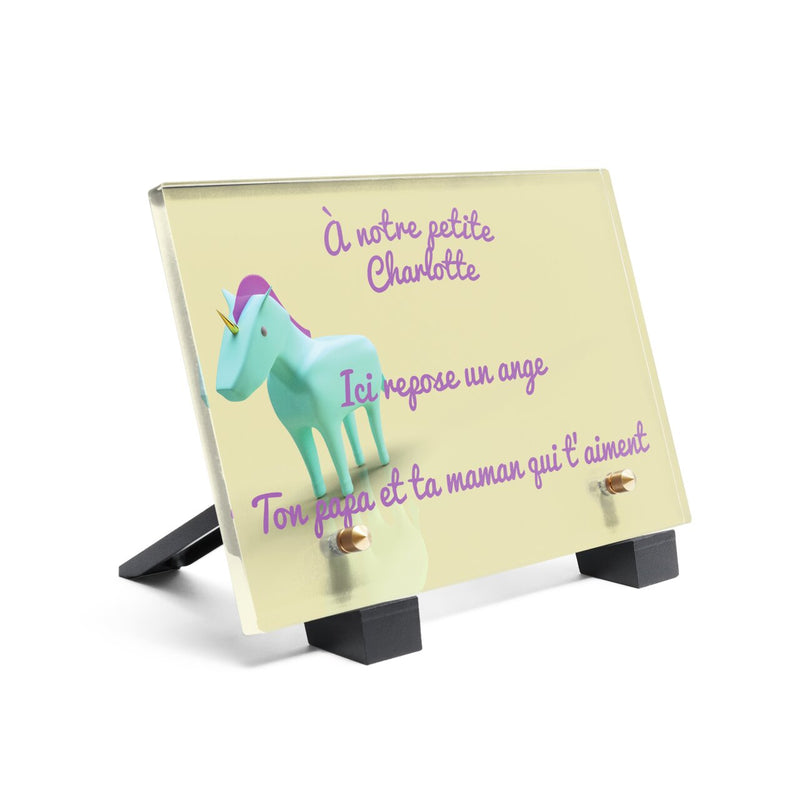 Plaque funéraire licorne-en-3d 7 Plaquedeces.fr