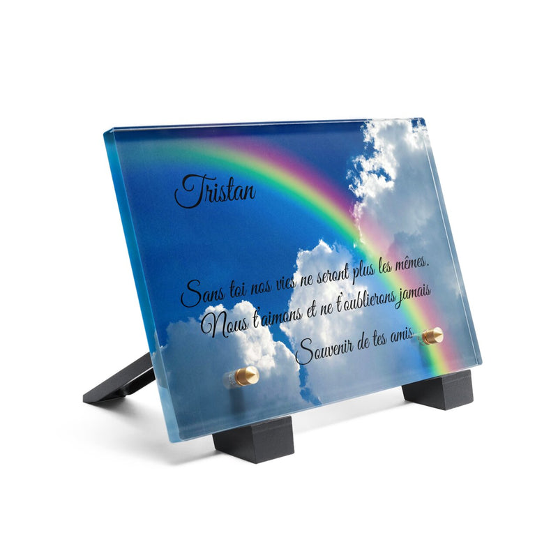 Plaque funéraire arc-en-ciel-et-nuages 29 Plaquedeces.fr