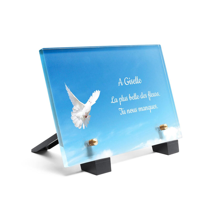Plaque funéraire colombe-ciel-bleu 18 Plaquedeces.fr