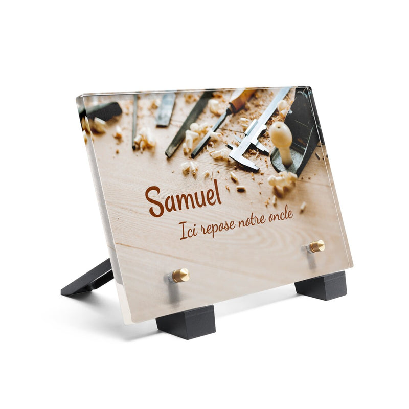 Plaque funéraire outils-de-menuisier 2 Plaquedeces.fr