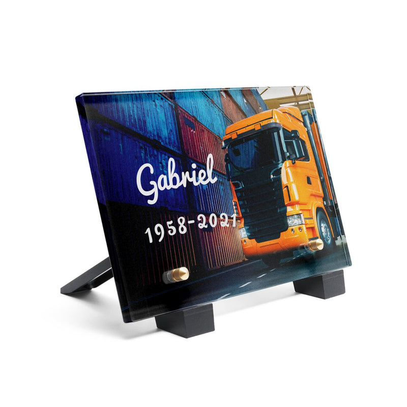 Plaque funéraire camion-conteneur 23 Plaquedeces.fr