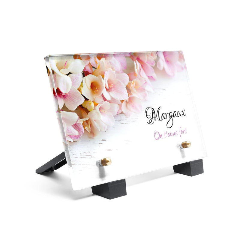 Plaque funéraire fleurs-sur-bois 12 Plaquedeces.fr