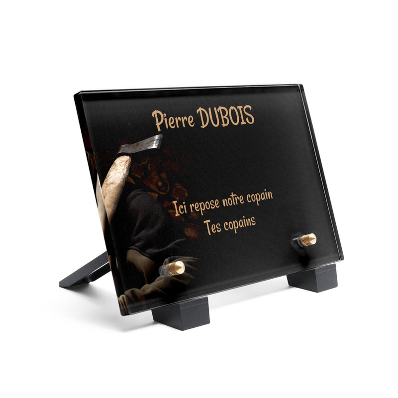 Plaque funéraire bucheron-avec-sa-hache 20 Plaquedeces.fr