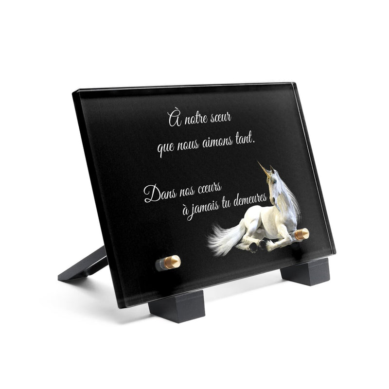 Plaque funéraire licorne-allonge 15 Plaquedeces.fr