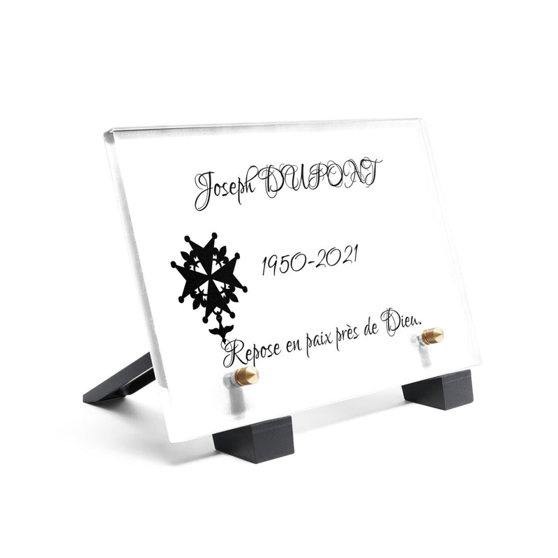 Plaque funéraire protestant-croix-huguenote 14 Plaquedeces.fr