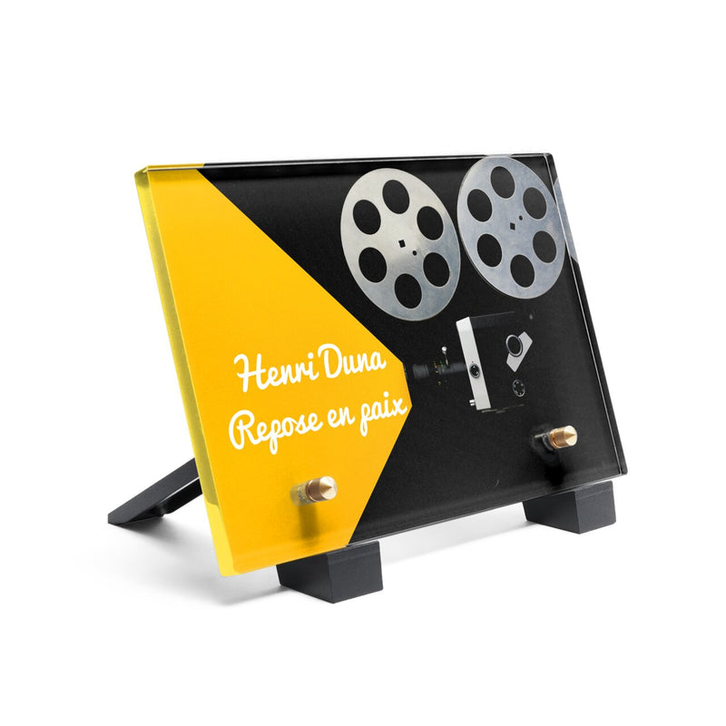 Plaque funéraire cinema-projecteur 1 Plaquedeces.fr