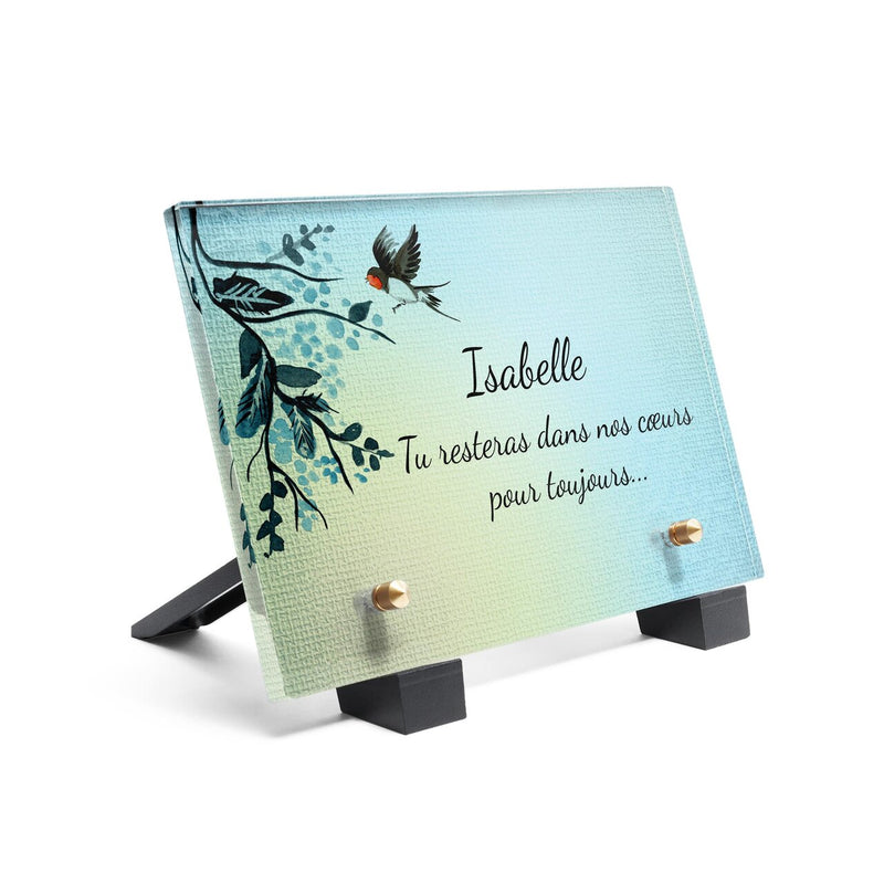 Plaque funéraire aquarelle-oiseau 27 Plaquedeces.fr