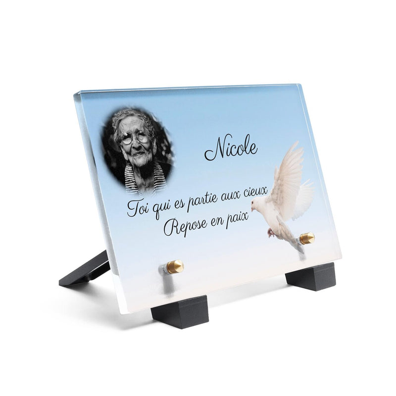 Plaque funéraire colombe-volante 18 Plaquedeces.fr