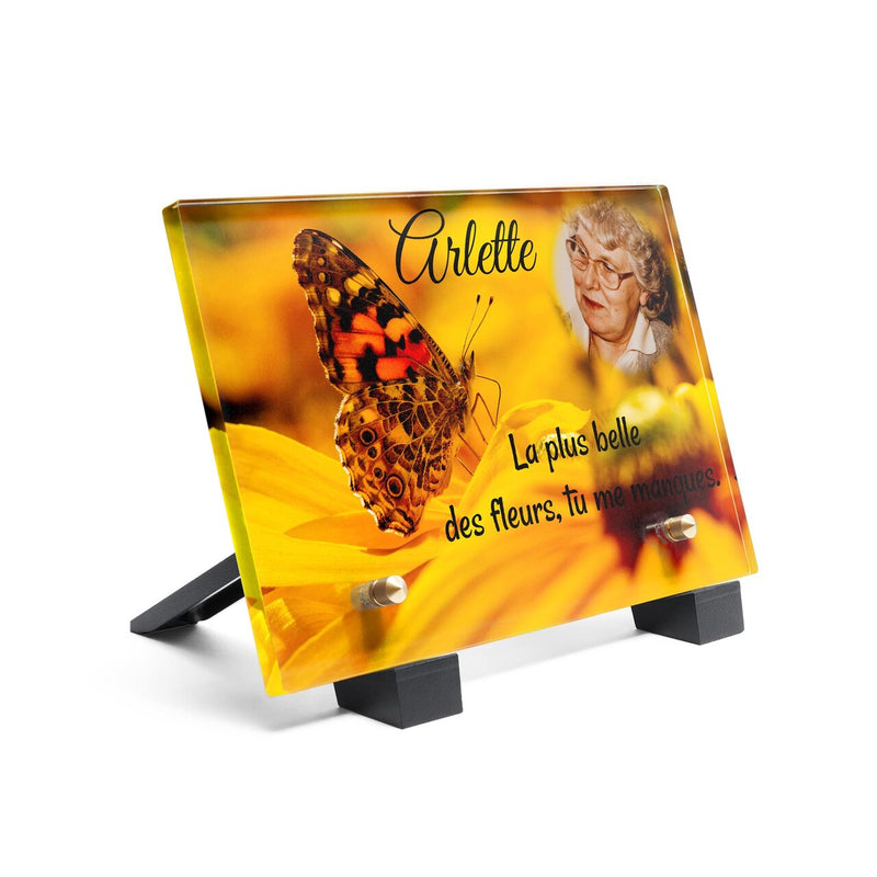 Plaque funéraire papillon-jaune 16 Plaquedeces.fr