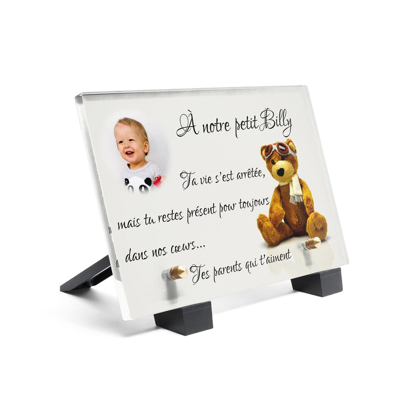 Plaque funéraire enfant-peluche 26 Plaquedeces.fr