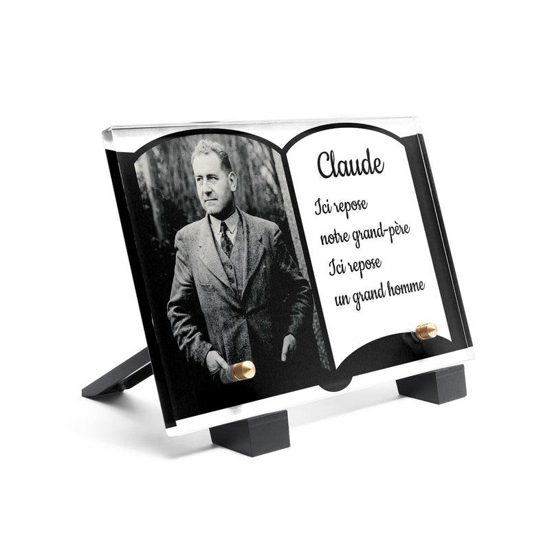 Plaque funéraire livre-minimaliste 4 Plaquedeces.fr