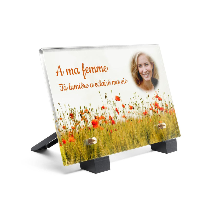 Plaque funéraire coquelicot 22 Plaquedeces.fr