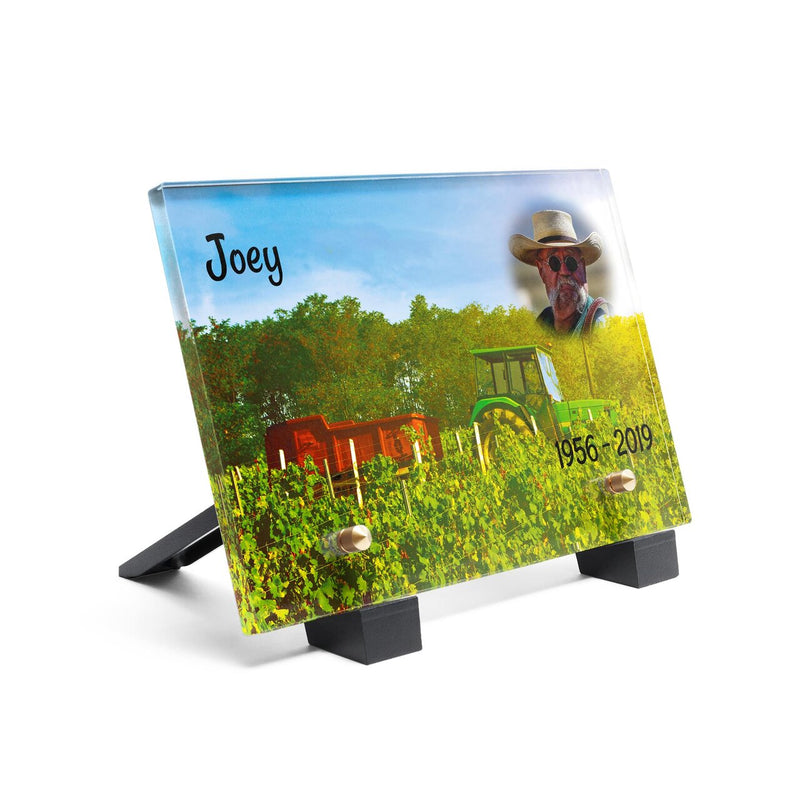 Plaque funéraire tracteur-au-soleil 22 Plaquedeces.fr