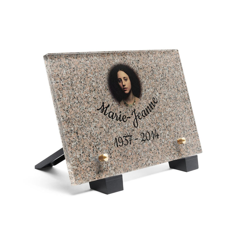 Plaque funéraire granit-rose-pastel 26 Plaquedeces.fr