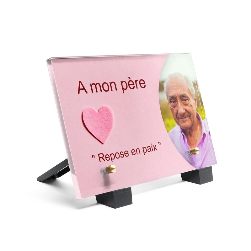 Plaque funéraire coeur-rose 30 Plaquedeces.fr