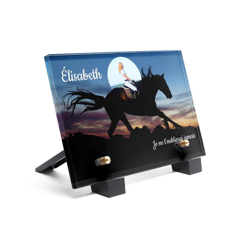 Plaque funéraire silhouette-de-cheval 22 Plaquedeces.fr