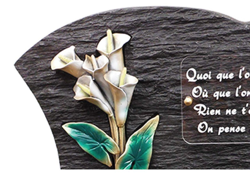 Plaque funéraire Galets blancs et bronze couleur