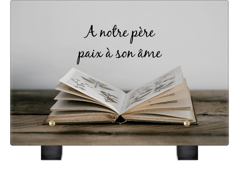 Plaque funéraire livre-ouvert 19 Plaquedeces.fr

