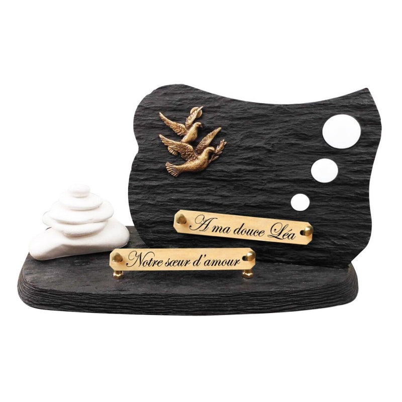 Plaque funéraire galets-blancs-cairn 10 Plaquedeces.fr
