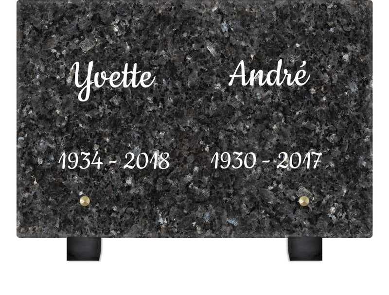 Plaque funéraire granit-labrador-bleu 28 Plaquedeces.fr
