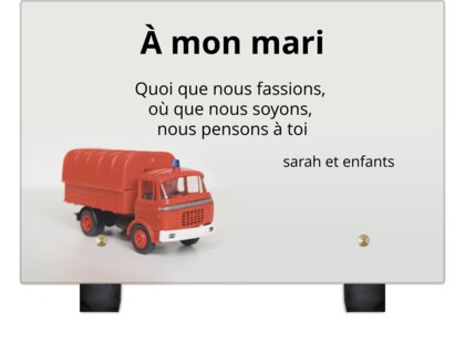 Plaque funéraire camion-de-pompier 14 Plaquedeces.fr
