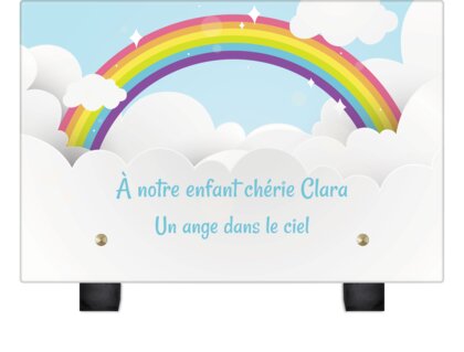 Plaque funéraire arc-en-ciel-dessin 7 Plaquedeces.fr
