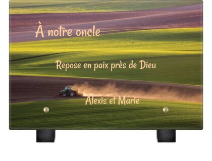 Plaque funéraire tracteur-laboureur 23 Plaquedeces.fr
