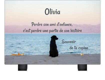 Plaque funéraire chien-noir-au-bord-de-mer 26 Plaquedeces.fr
