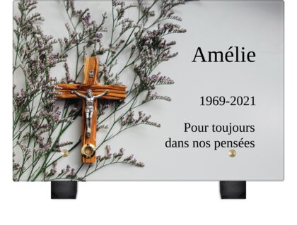 Plaque funéraire croix-aux-fleurs 28 Plaquedeces.fr
