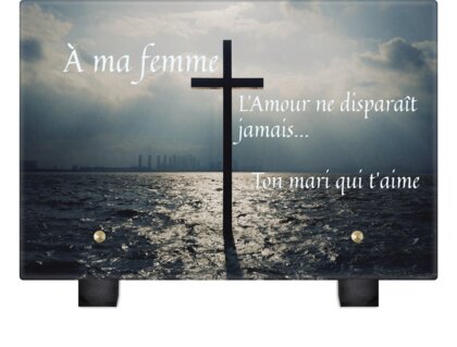 Plaque funéraire croix-ocean 14 Plaquedeces.fr
