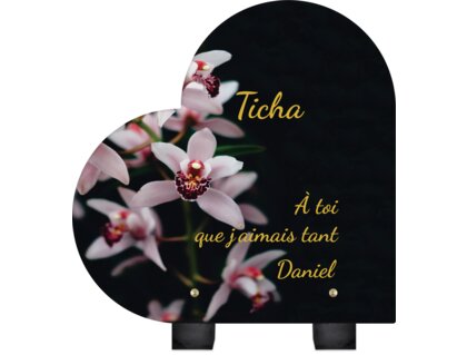 Plaque funéraire magnifiques-orchidees-forme-coeur 22 Plaquedeces.fr

