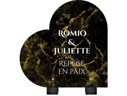 Plaque funéraire livre-marbre-noir-et-or-forme-coeur 17 Plaquedeces.fr

