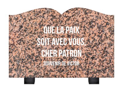 Plaque funéraire livre-granit-rose-forme-livre 8 Plaquedeces.fr
