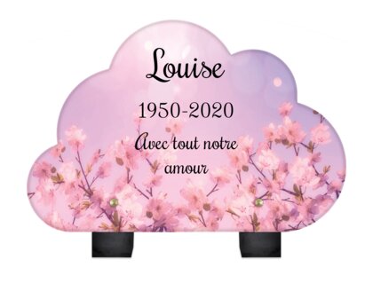 Plaque funéraire fleurs-de-cerisier-forme-nuage 12 Plaquedeces.fr
