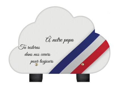 Plaque funéraire bandeau-bleu-blanc-rouge-forme-nuage 3 Plaquedeces.fr
