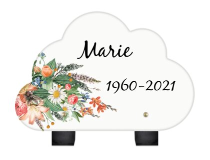 Plaque funéraire bouquet-garni-forme-nuage 13 Plaquedeces.fr
