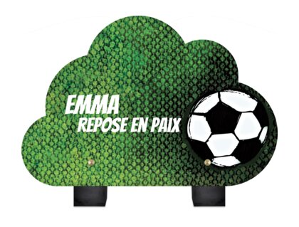 Plaque funéraire ballon-de-football-forme-nuage 11 Plaquedeces.fr
