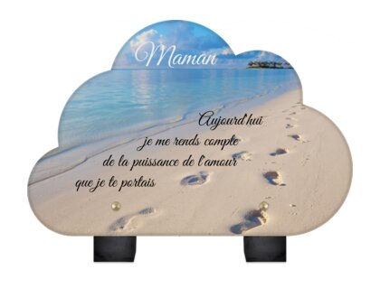 Plaque funéraire empreinte-sable-forme-nuage 14 Plaquedeces.fr

