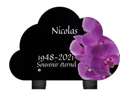 Plaque funéraire magnifiques-orchidees-forme-nuage 22 Plaquedeces.fr
