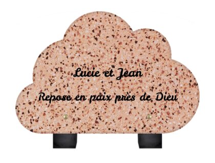 Plaque funéraire livre-granit-rose-forme-nuage 22 Plaquedeces.fr
