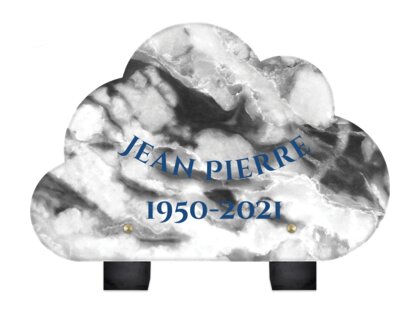 Plaque funéraire livre-granite-gris-forme-nuage 8 Plaquedeces.fr
