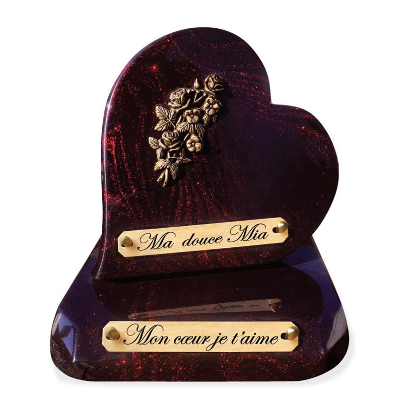 Plaque funéraire coeur-sur-socle-paillete-rouge 7 Plaquedeces.fr

