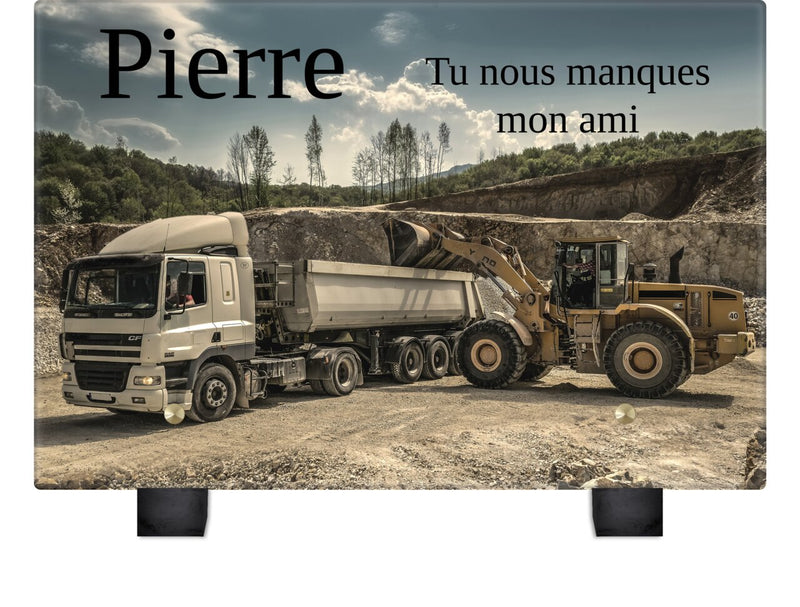 Plaque funéraire camion-chantier 27 Plaquedeces.fr
